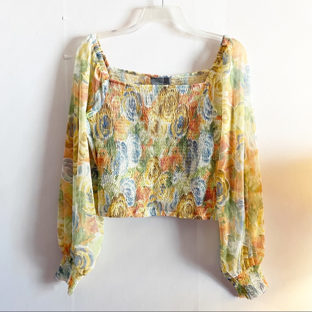 New Anthropologie Floral Rouen Smocked Top M, L